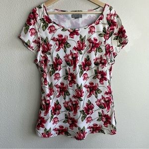 Kate Hill Silk Cap-Sleeve Floral Blouse 18